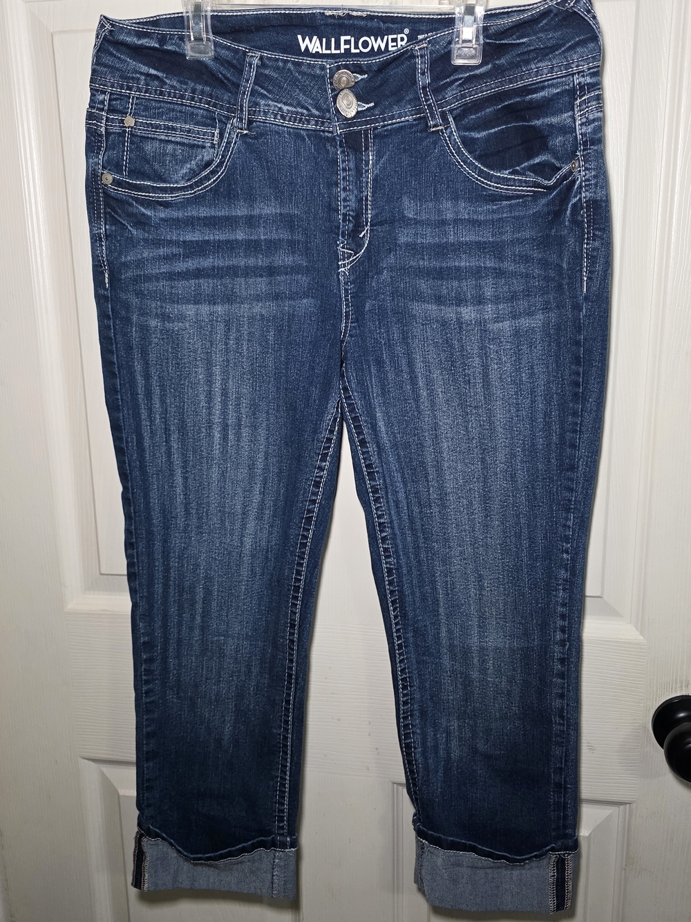 Wallflower Indigo Cropped Roll-Hem Jeans Size 13
